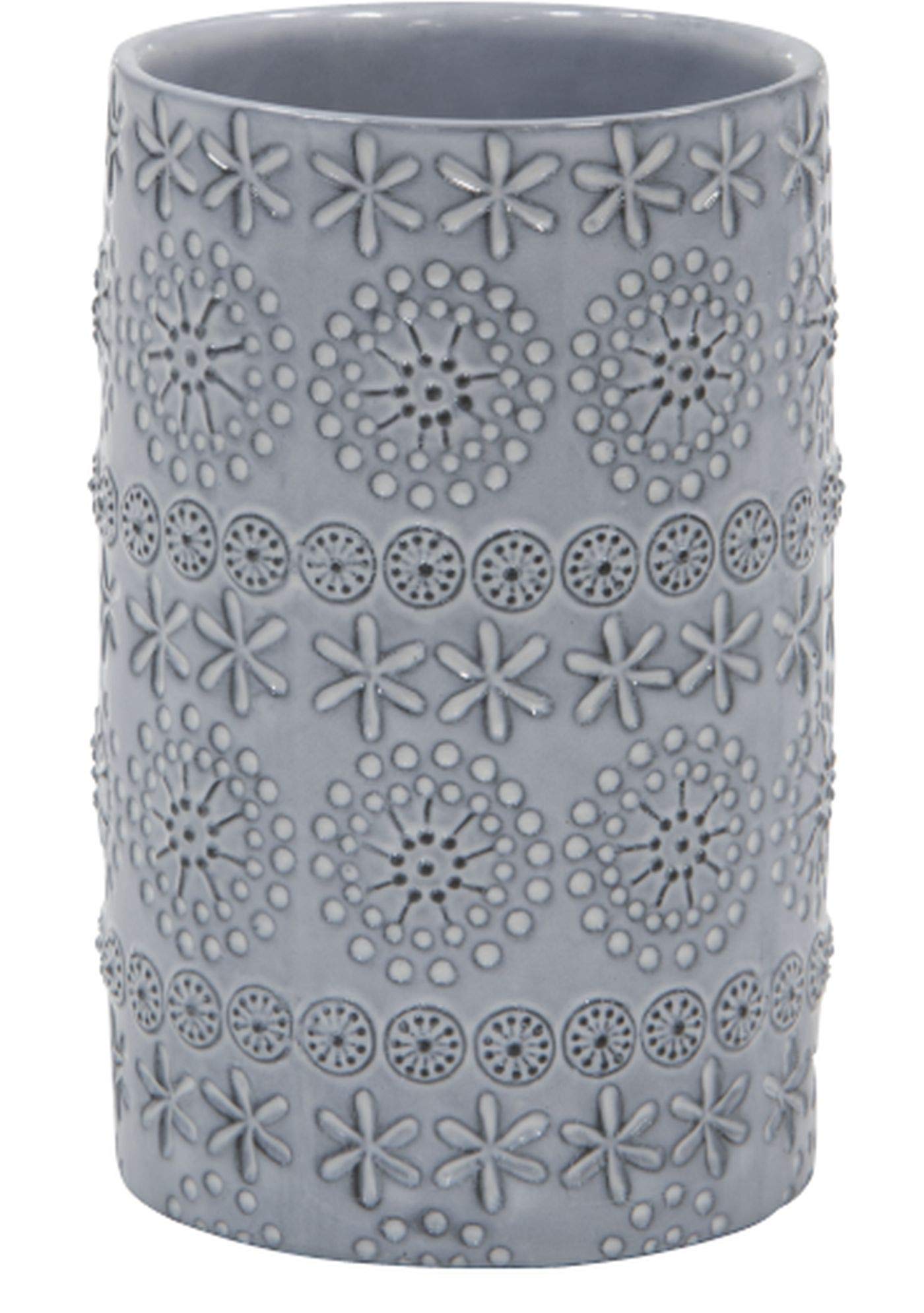 Spirella Relief Porcelain Toothbrush Holder – Grey, 7 x 11.5 cm