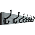 WEBI Rustic Wall Mount Coat Rack – 8 Cast Iron Hooks, Solid Wood, Grey
