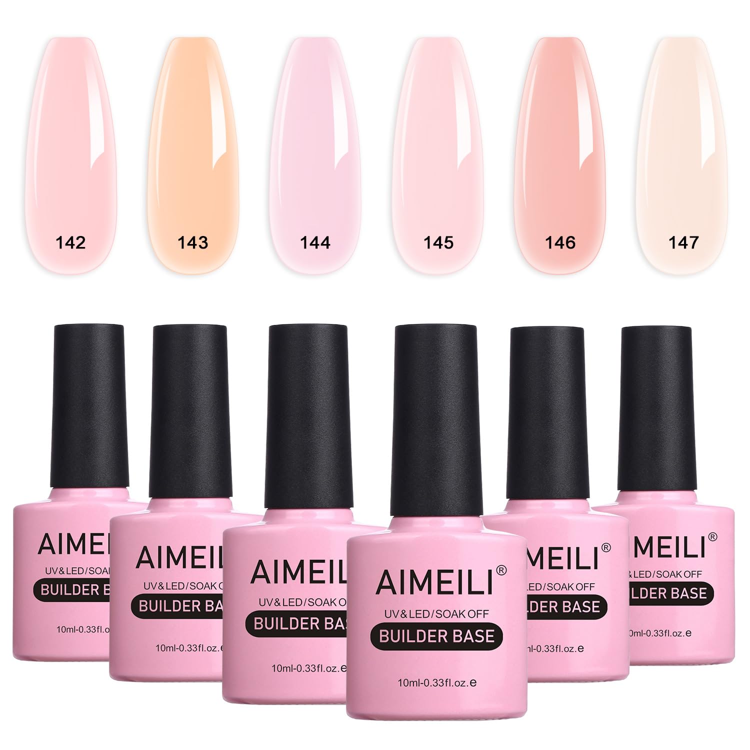 AIMEILI 8-in-1 Sheer Builder Nail Gel Set | Jelly Nude Extension Kit