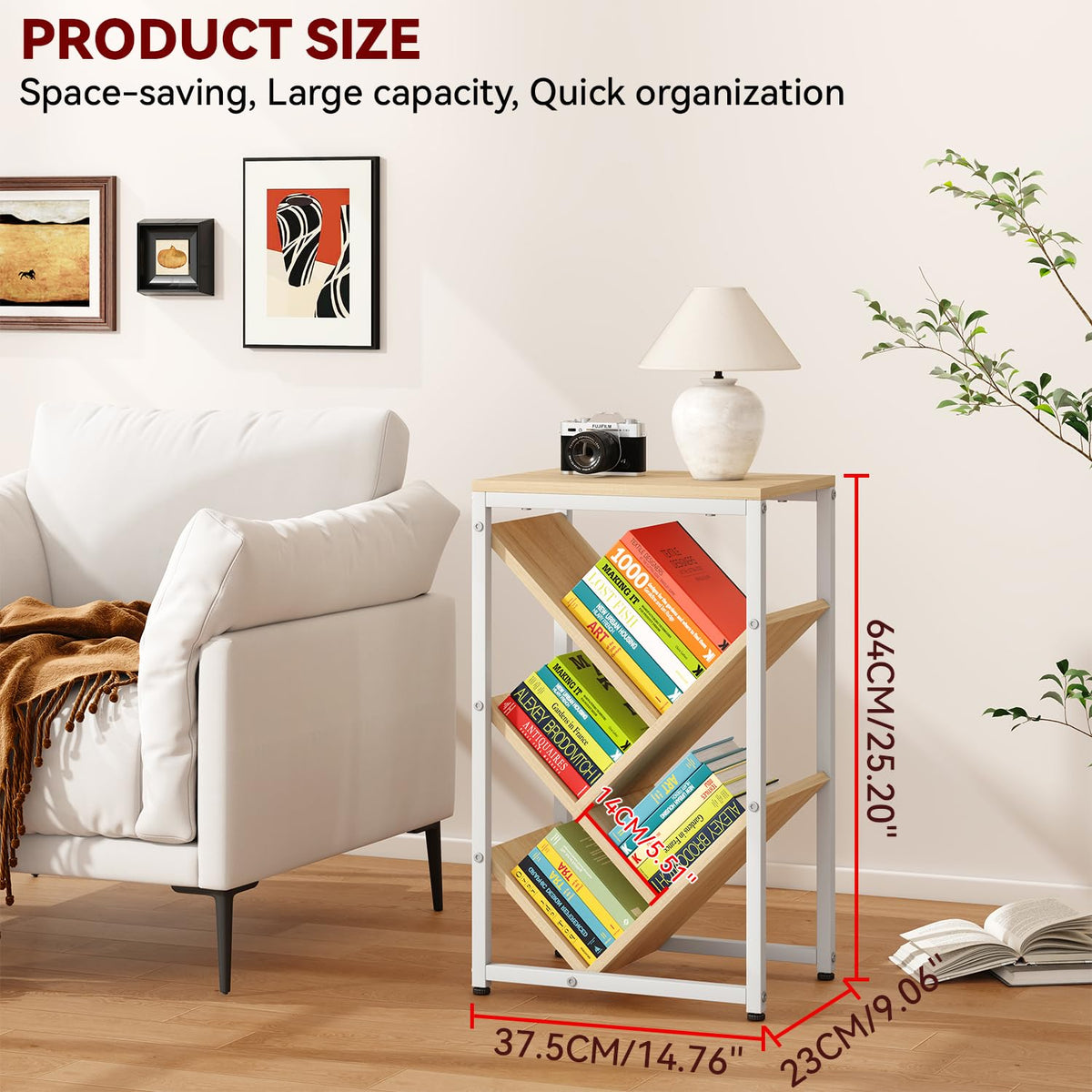 IBUYKE 5 Tier Tree Bookshelf,Small Desktop Bookshelf,Natural TBC003N - image 4