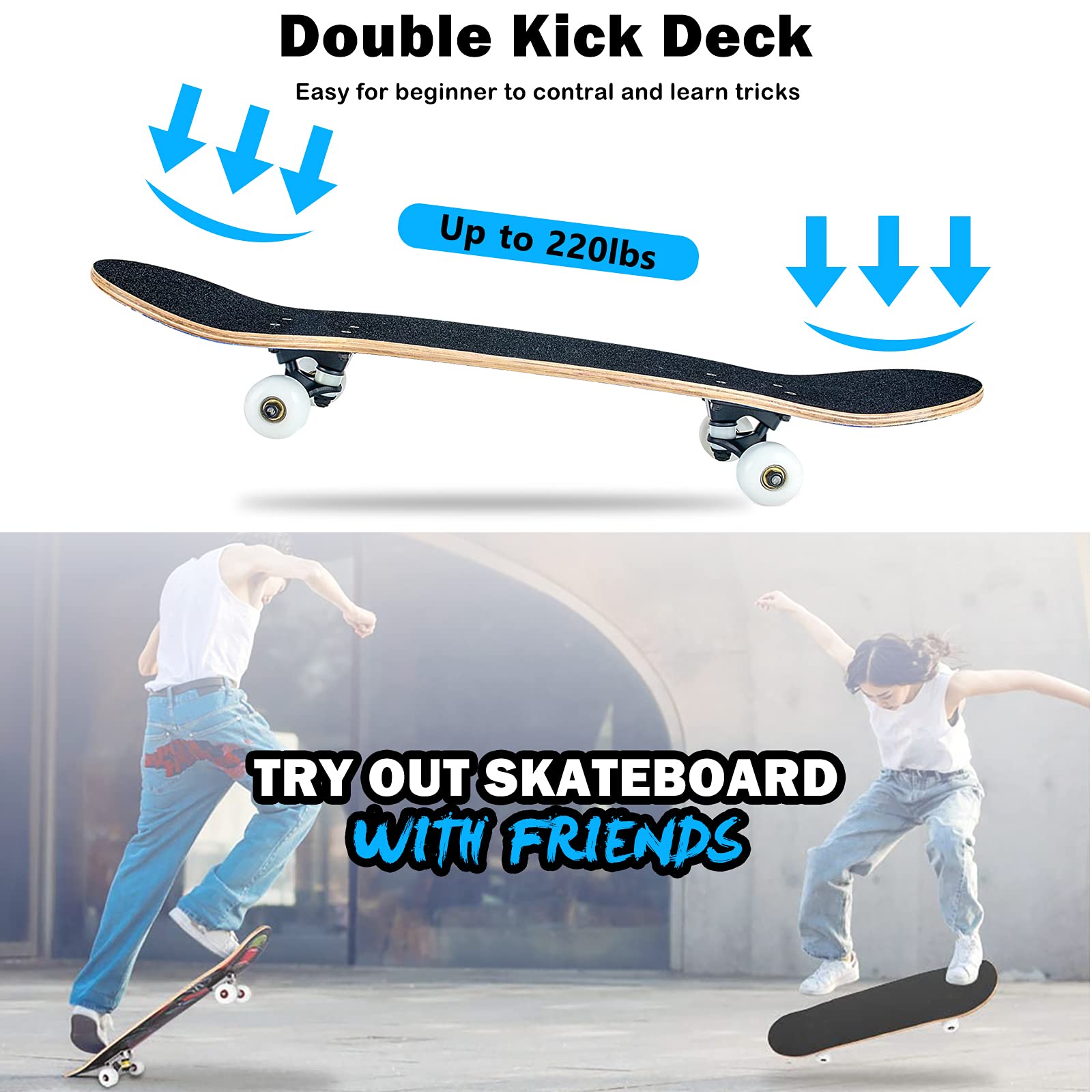 Jolof Store Complete Skateboard | 31x8 Inch 8-Layer Maple Wood Deck