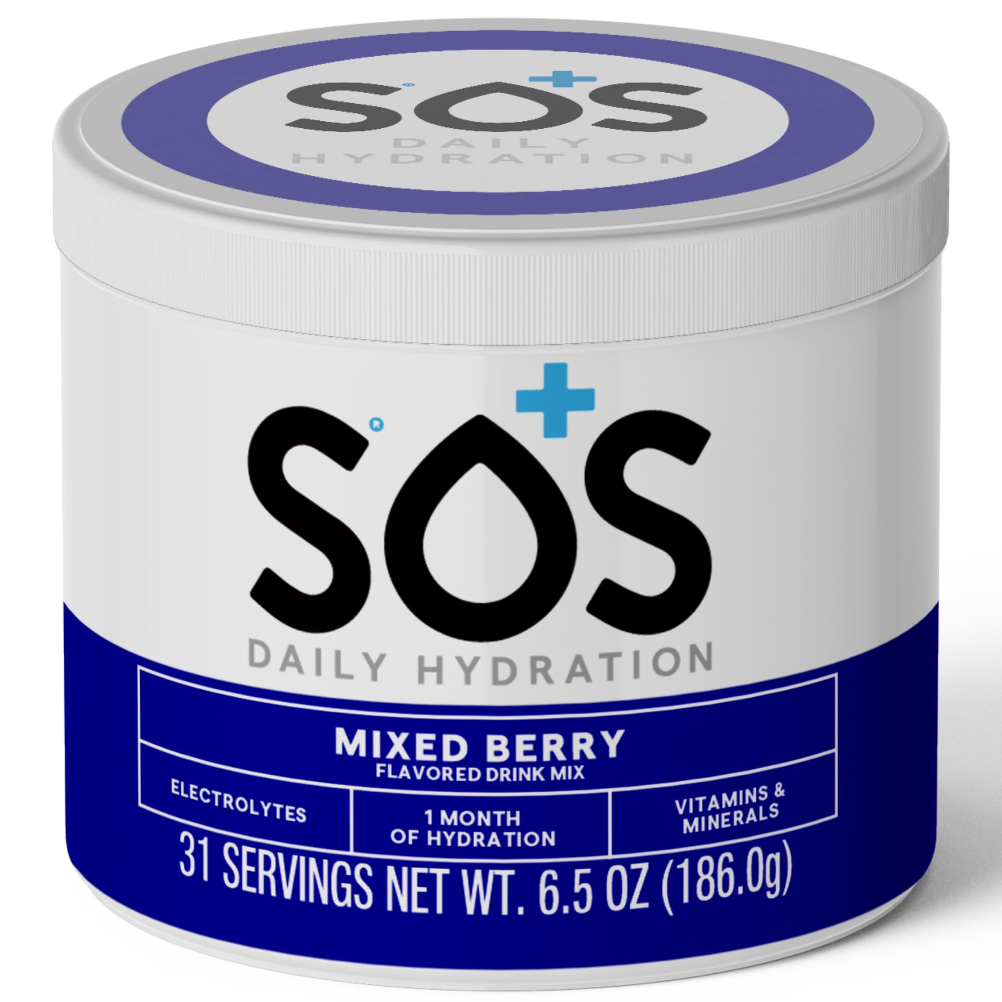 SOS Hydration Electrolyte Powder - Mixed Berry Drink Mix - 31 Servings