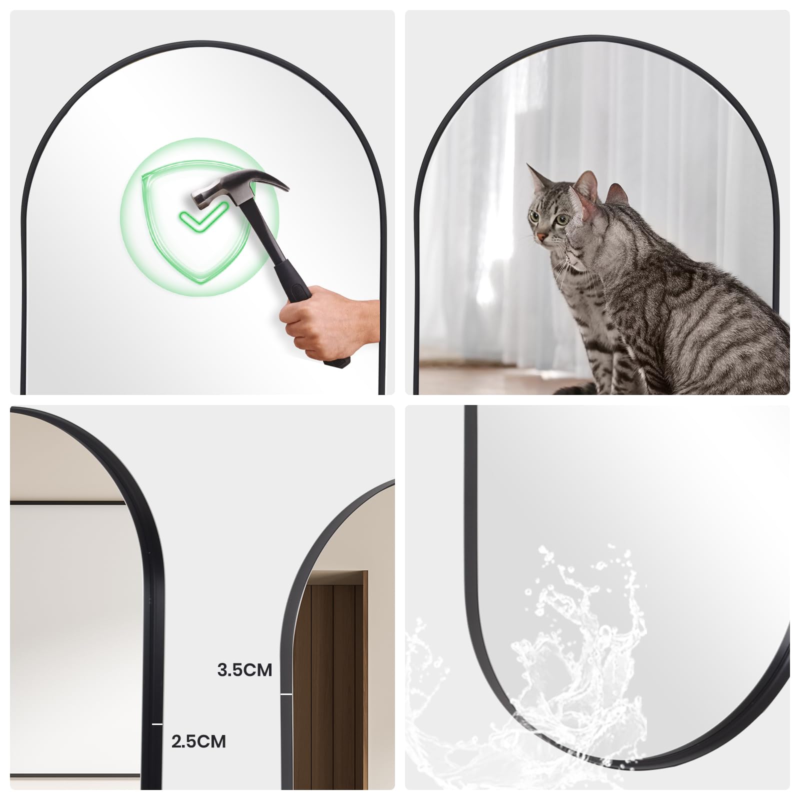 LunaMirror Oval Bathroom Vanity Mirror – 60x90 CM Black Metal Frame