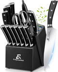 CoquusAid 15-Piece Kitchen Knife Block Set | Forged German Stainless Steel