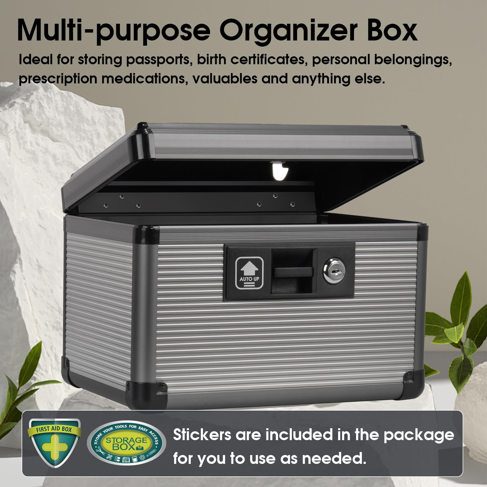 ZORVIDSON Medicine Lock Box with Key | Portable First Aid Storage (Black)