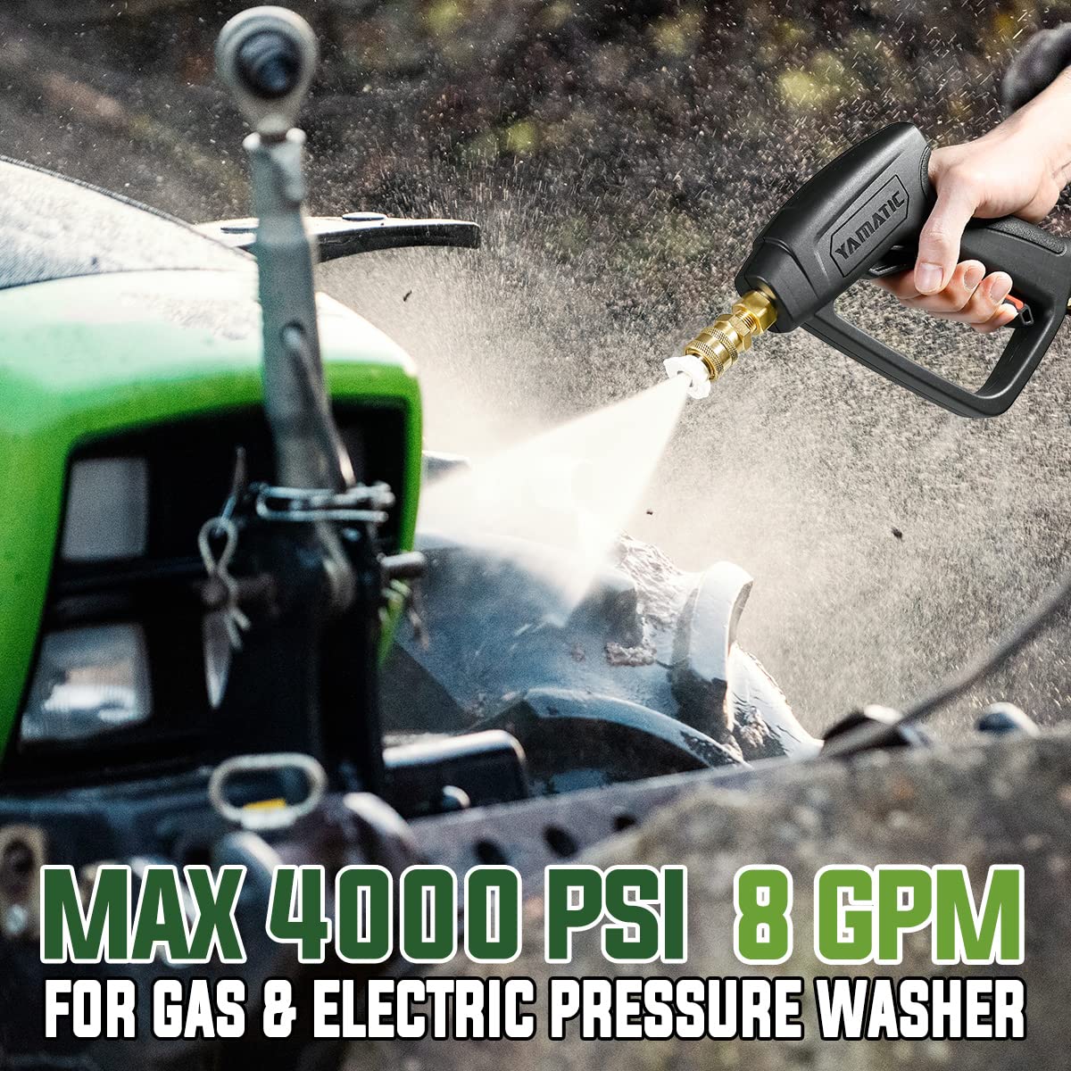 YAMATIC High Pressure Washer Short Gun | 4000 PSI with 5 Spray Nozzle Tips