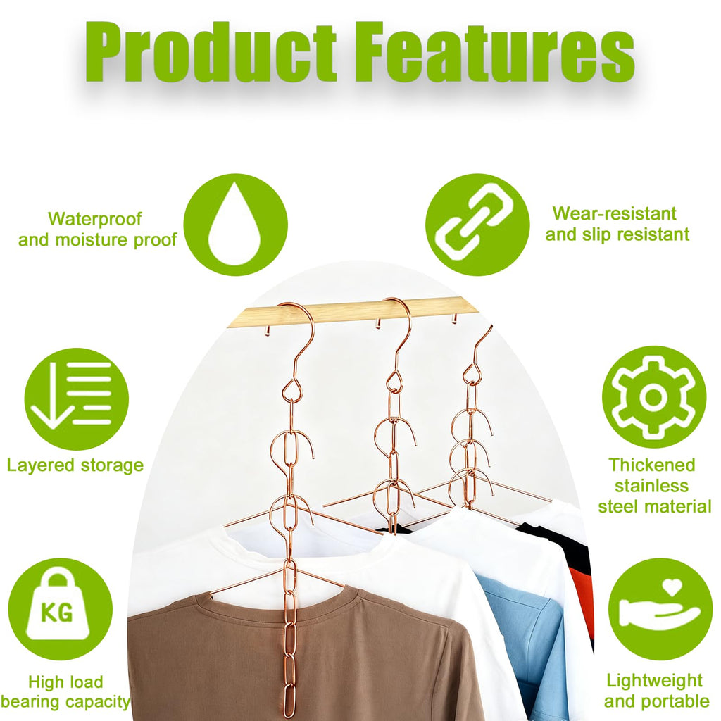 MIUPOO Magic Multi Hangers,Hanger Chain,Stainless Steel Chains Clothes Hangers Space Saving Chains for Wardrobe,Magical Hangers Closet Space Saving - image 5