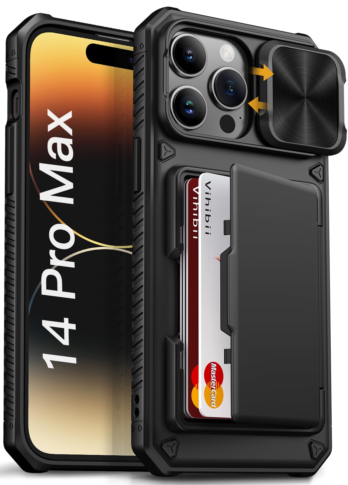 Vihibii iPhone 14 Pro Max Wallet Case | RFID Card Holder & Camera Cover