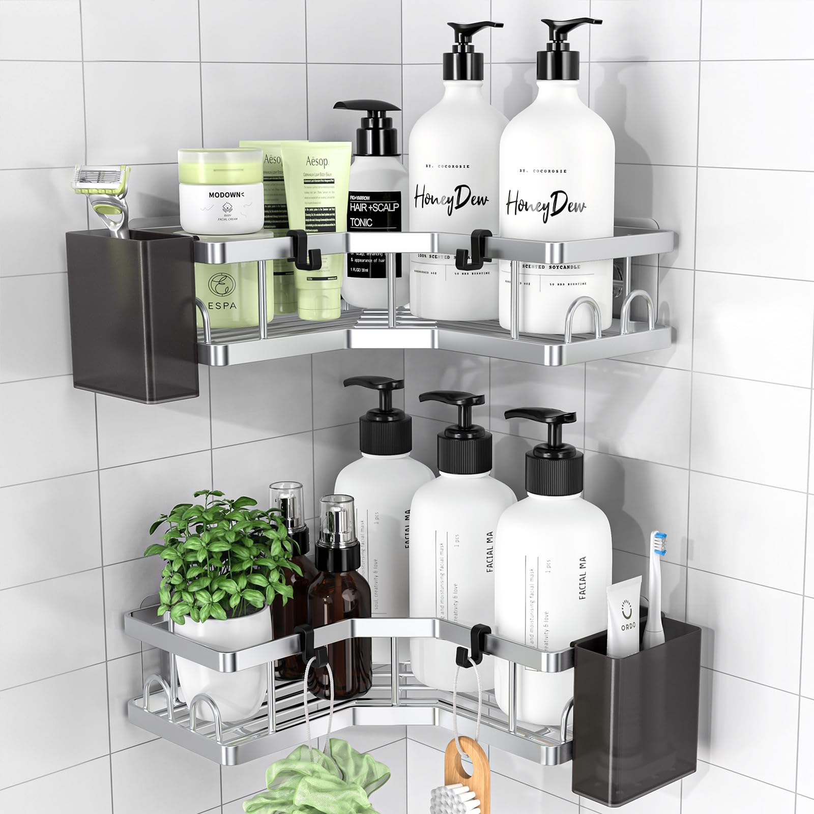 PKBD Corner Shower Caddy 2-Pack | Rustproof Stainless Steel Organizer