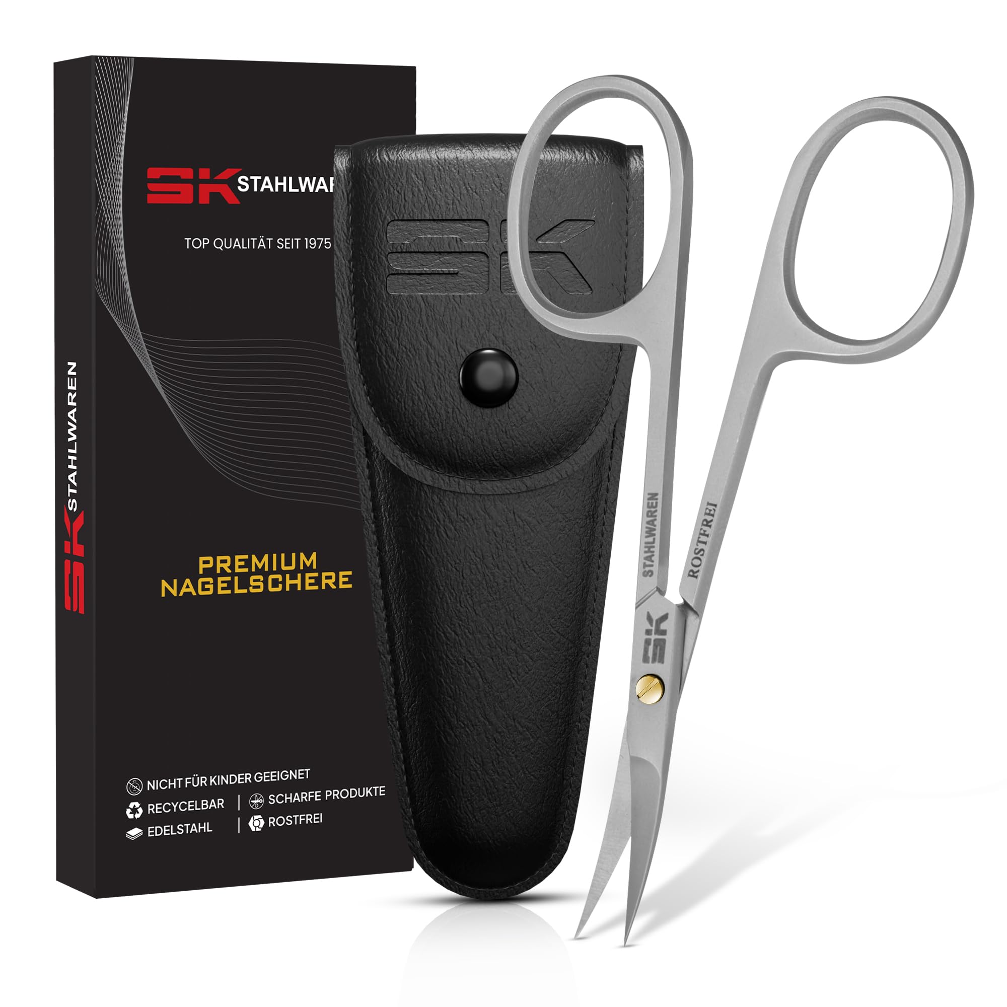 SK STAHLWAREN Profi Nagelhautschere – Gebogen & Edelstahl Rostfrei