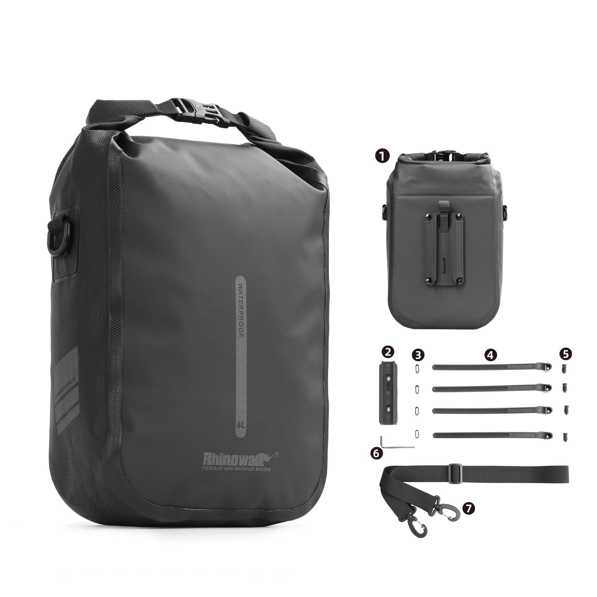 Rhinowalk Waterproof Bike Front Fork Bag – 4-6L Quick Release Dry Bag