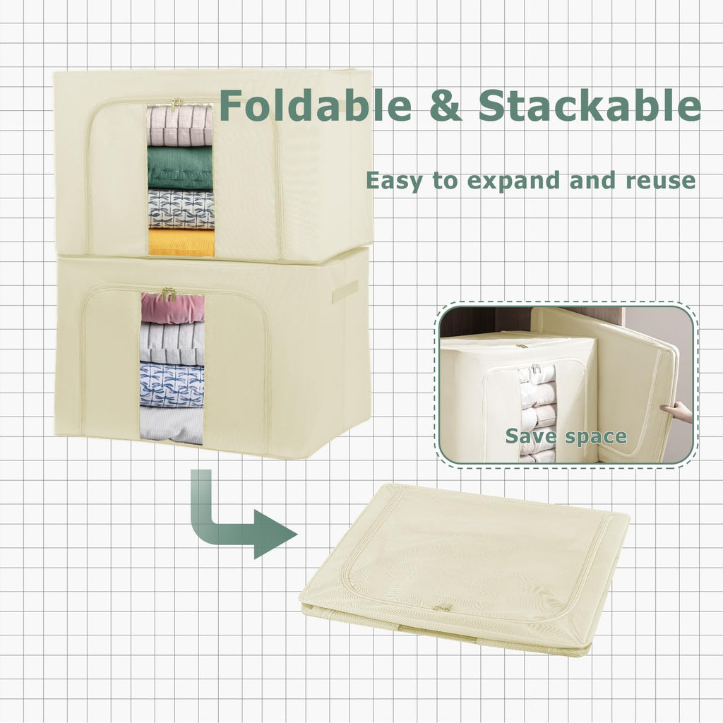 Jolof Store 2-Pack Stackable Closet Organizers – Foldable Oxford Storage Bins