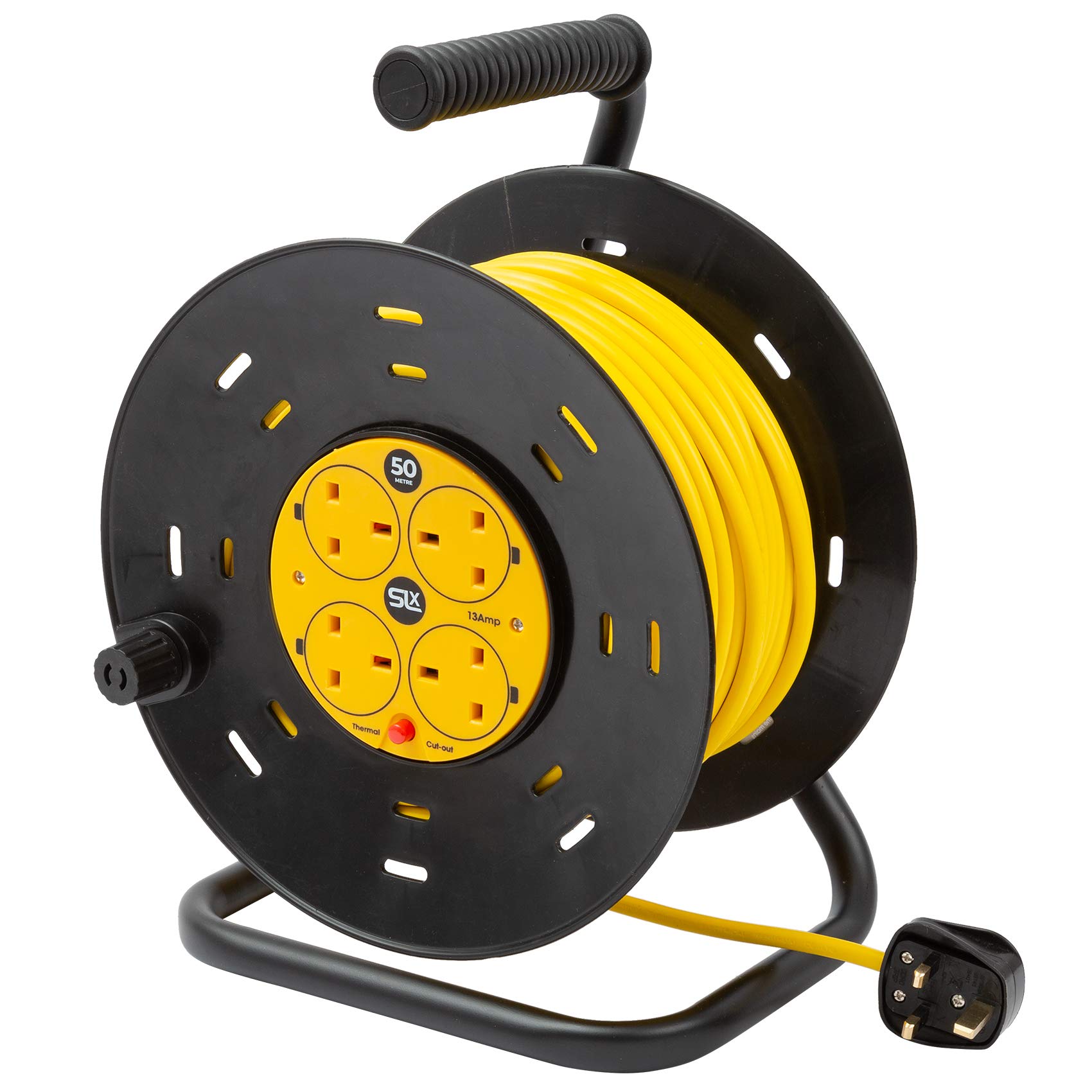 SLx 50m Outdoor Extension Lead – Heavy Duty 4 Socket Power Reel
