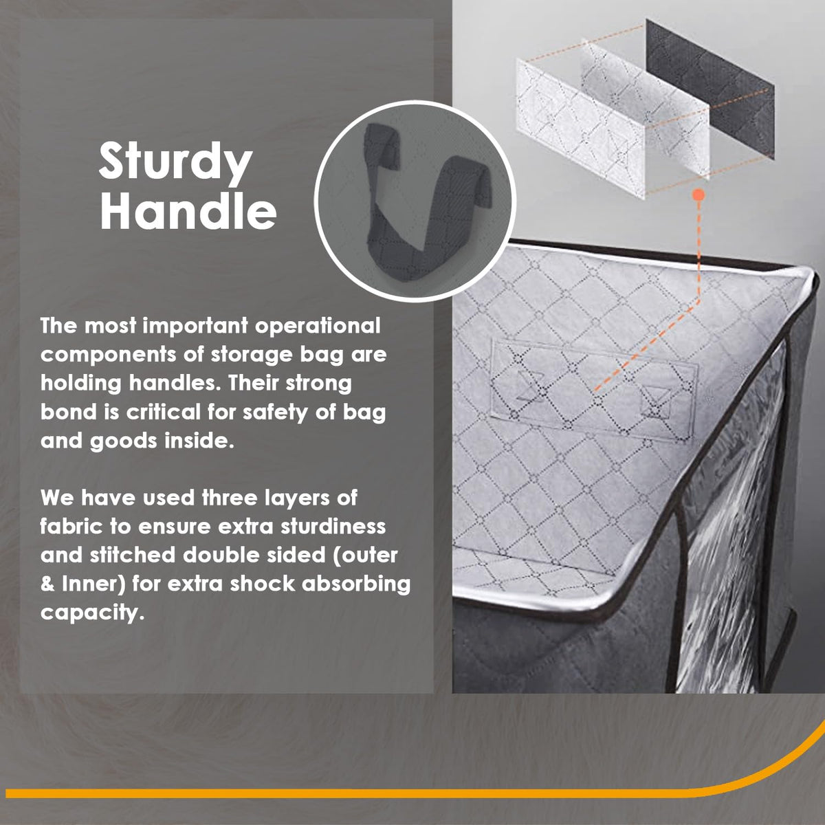 KURNI Storage Bags | Clothes Organizer Boxes, Foldable 6 Pack Grey, 90L Capacity, 3 Sided Zipper Moving Large Bag. Dust & Moisture Proof - image 4