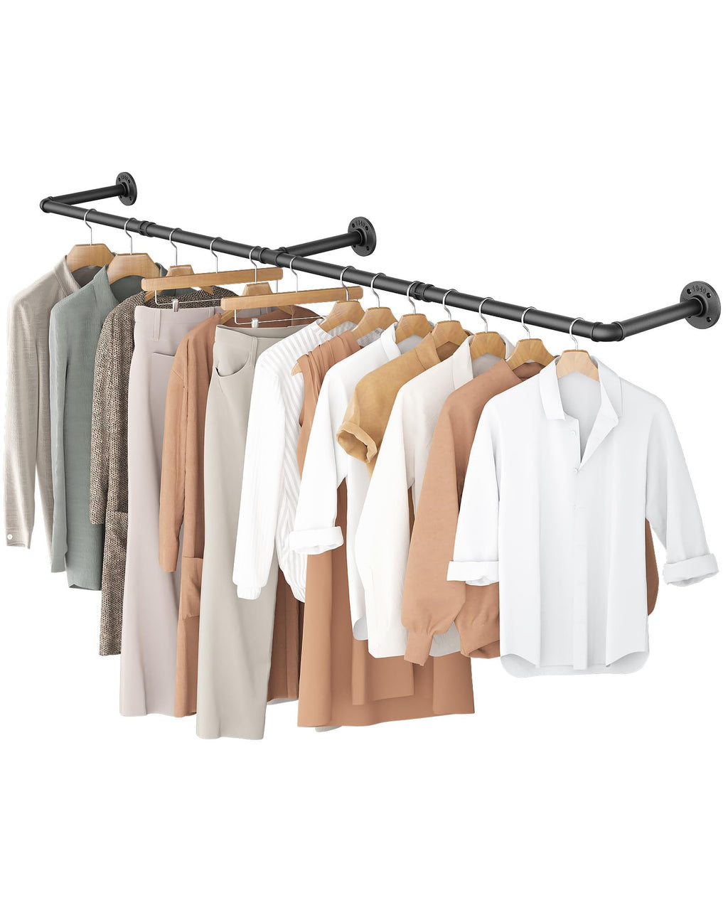 OROPY Industrial Pipe Clothes Rail | 167cm Heavy Duty Wall Mounted Rack