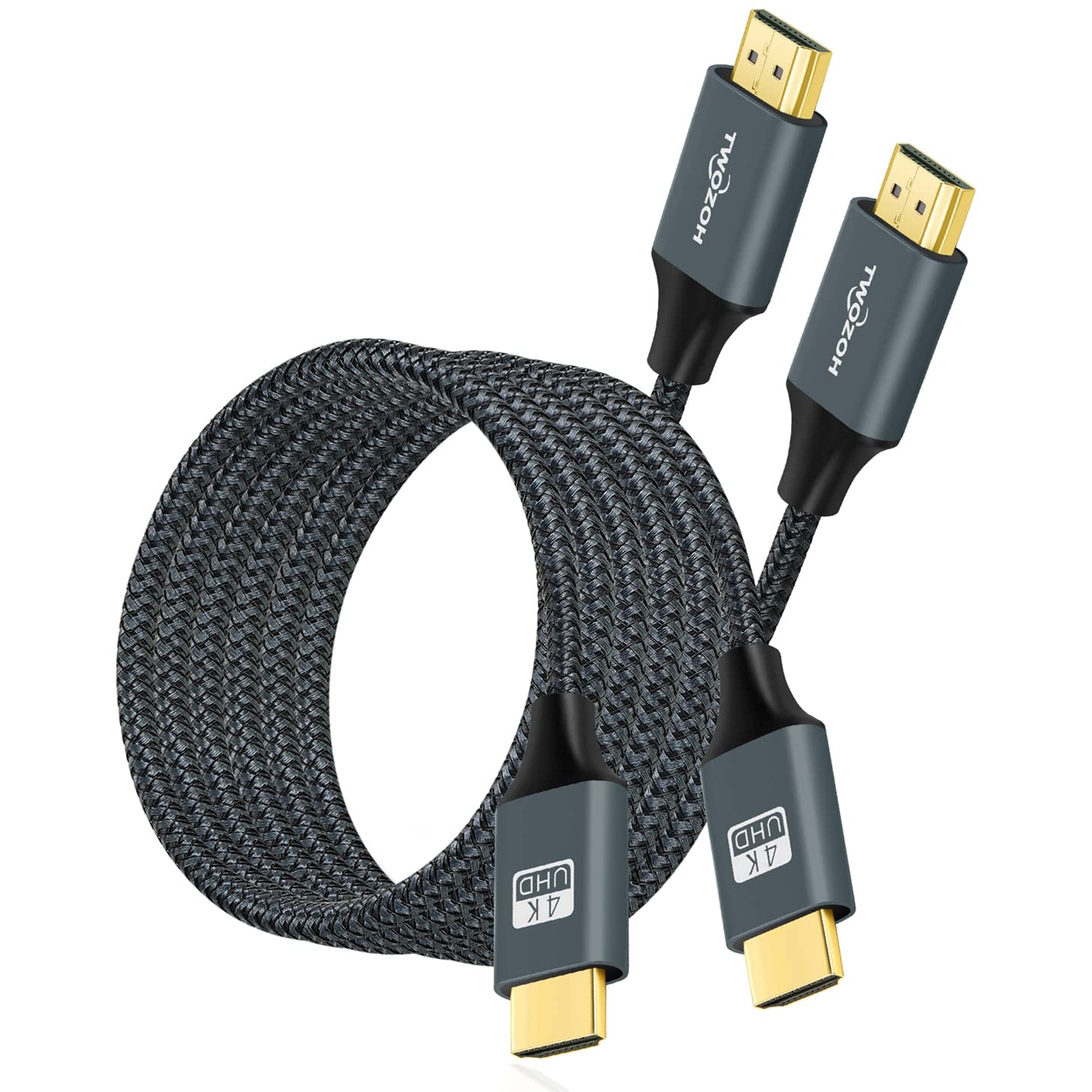 Twozoh 4K HDMI Cable 5M (2 Pack) - Nylon Braided High Speed Lead