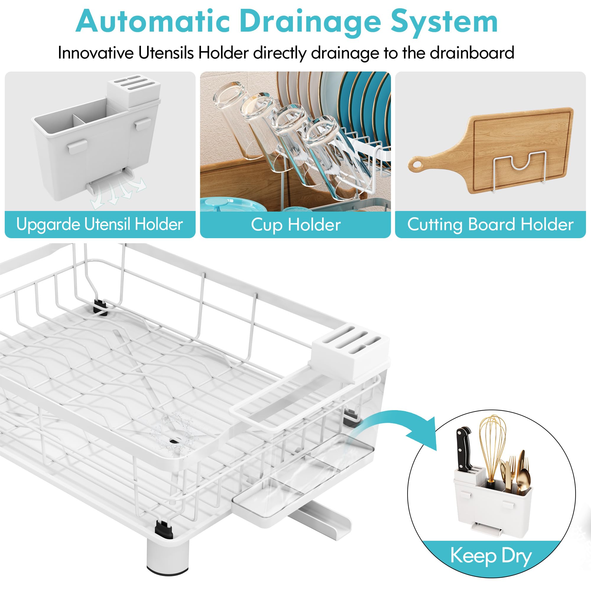 MAJALiS 2-Tier Dish Drying Rack | Rustproof Stainless Steel with Drainboard