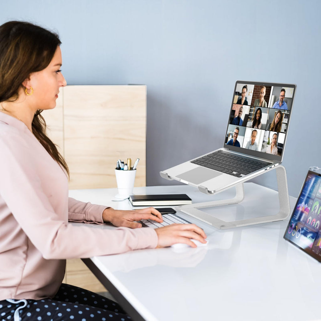 GleYo Laptop Stand for Desk Portable Computer Riser Metal Notebook Holder Printer Stand Office Desk Accessories Compatible with MacBook Air, Pro