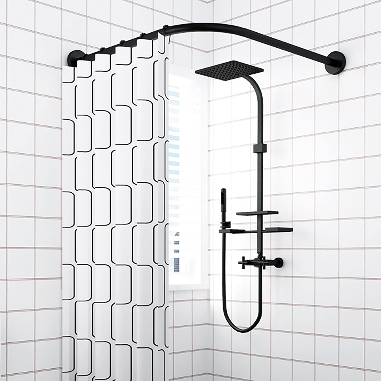 Jolof Store L-Shaped Curved Shower Curtain Rail - 304 Stainless Steel