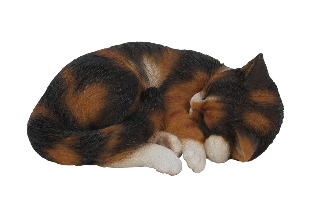 Vivid Arts Sleeping Tortoiseshell Cat Ornament – Lifelike Resin Figurine