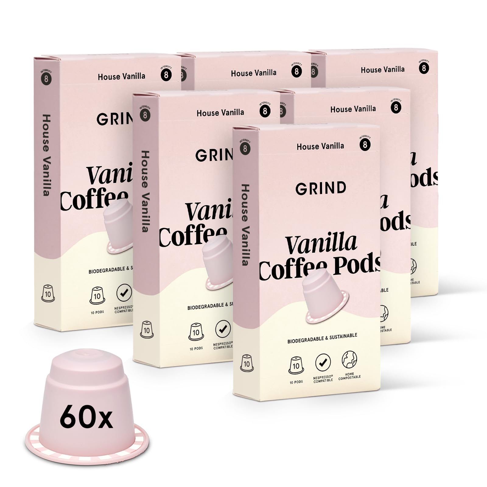 Grind Vanilla Coffee Pods - 60 Nespresso Compatible Compostable Capsules