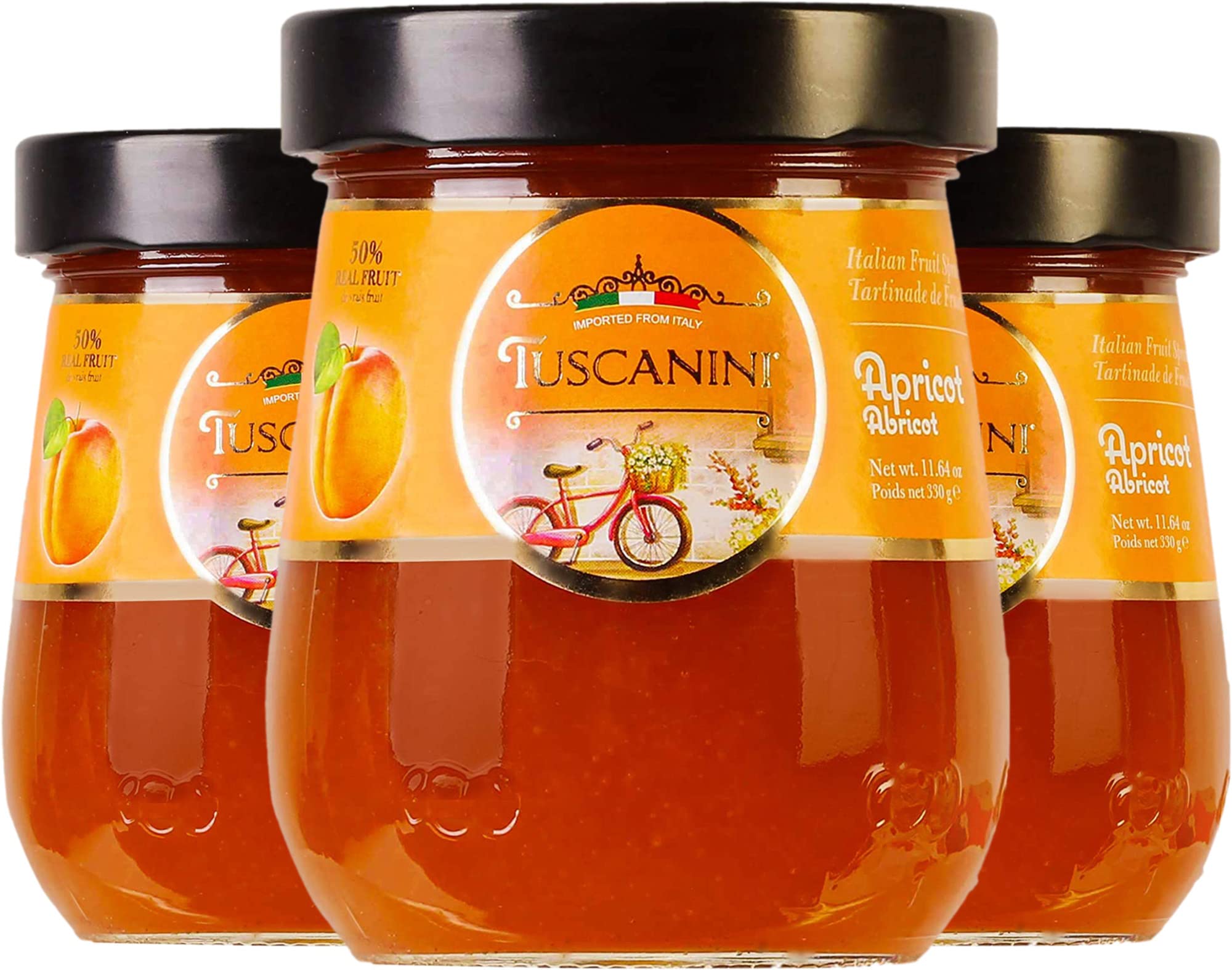 Tuscanini Italian Apricot Preserves – 50% Real Fruit, 330g (3 Pack)