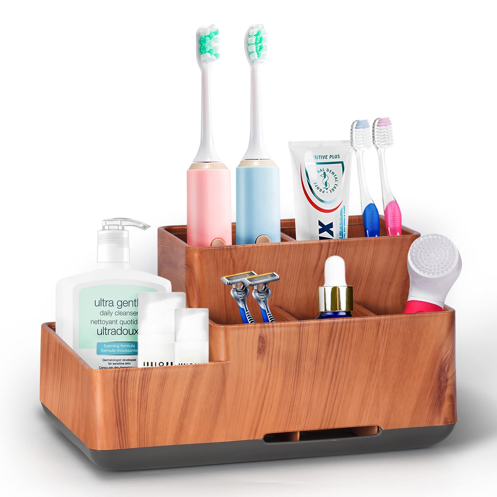 Jolof Store 5-Compartment Toothbrush Holder | Bathroom Countertop Organizer