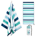 Exclusivo Mezcla Sand Free Microfiber Beach Towel – Quick Dry Striped Green