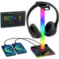 Hcman RGB Gaming Headphone Stand with 2 USB Charging Ports – Black