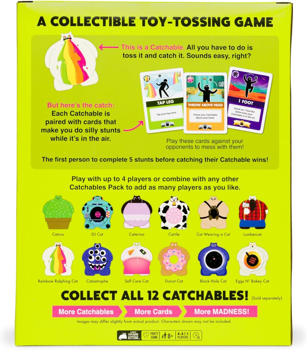 Exploding Kittens Catchables 4-Pack | Squishy Toy Tossing Card Game