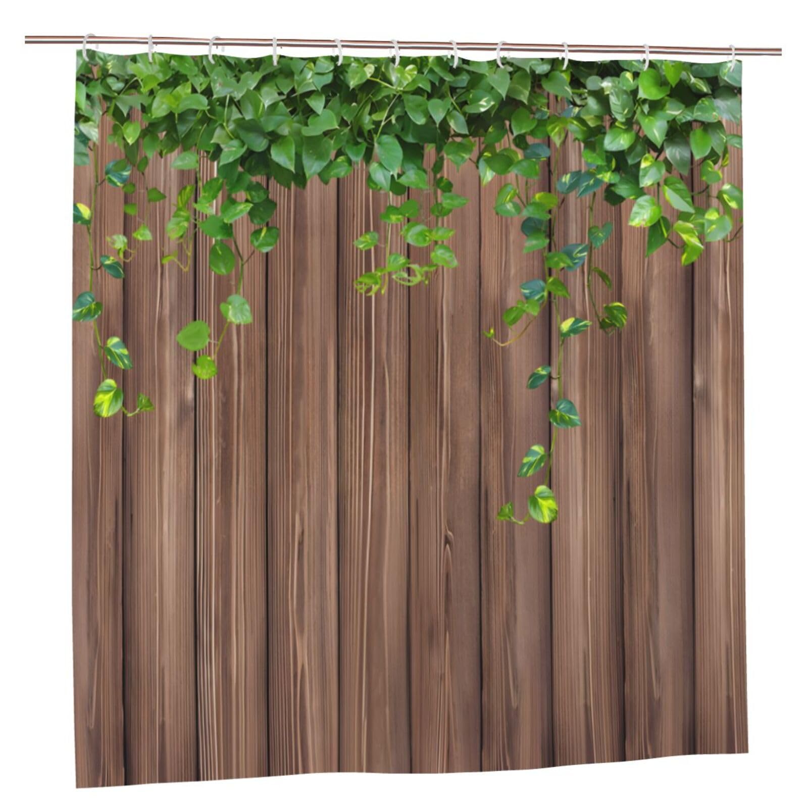Jolof Store Farmhouse Rustic Wood Shower Curtain - Waterproof Polyester