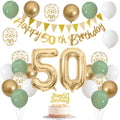 50th Birthday Decorations - Sage Green & Gold Balloon Party Kit