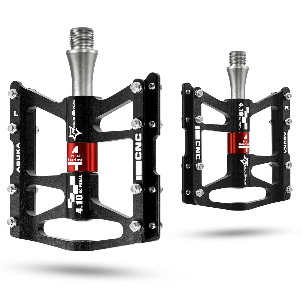 ROCKBROS Mountain Bike Pedals | 9/16" Aluminum Alloy 4-Bearing Flat Pedals