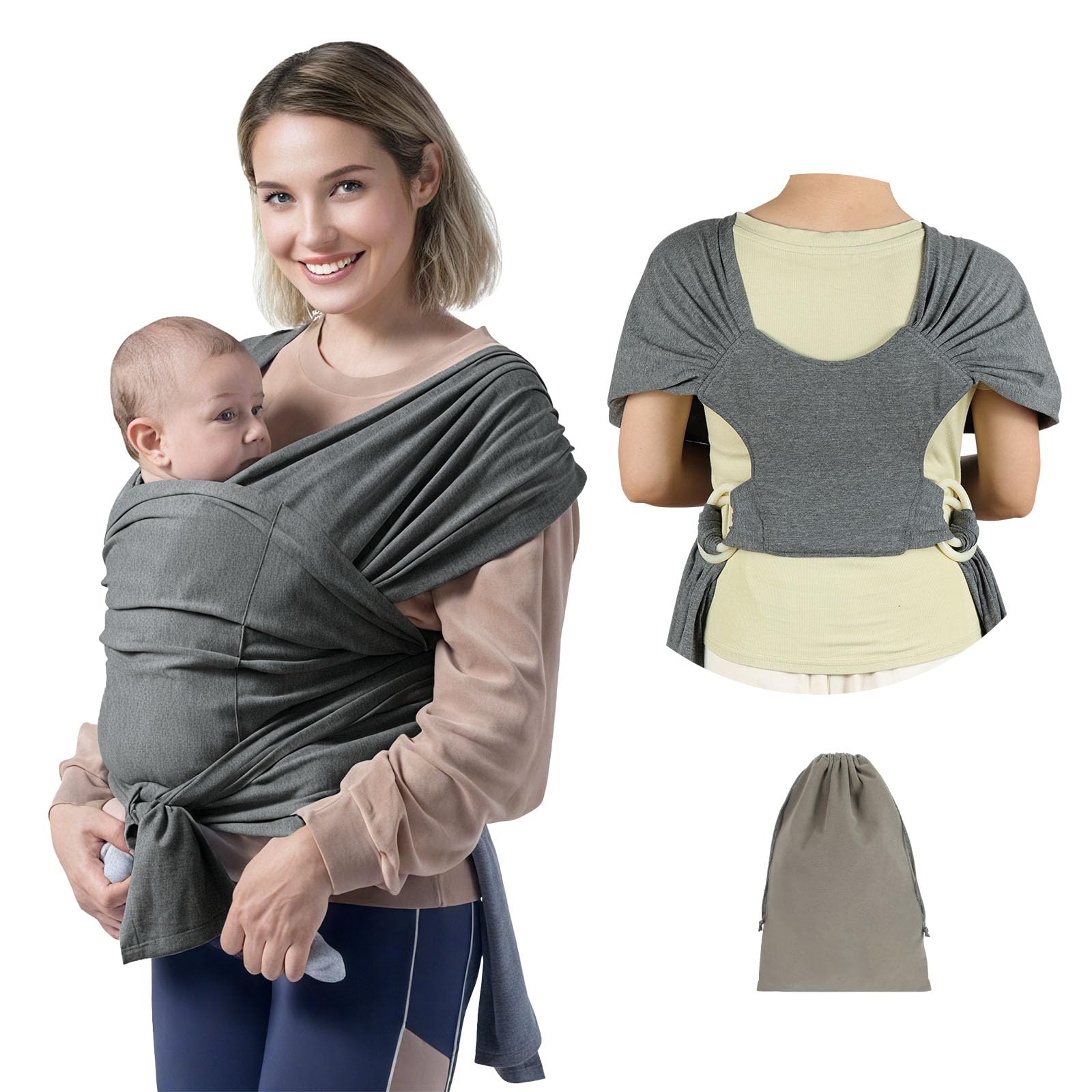 AUYAO Ergonomic Baby Carrier – Adjustable Pure Cotton Wrap Sling
