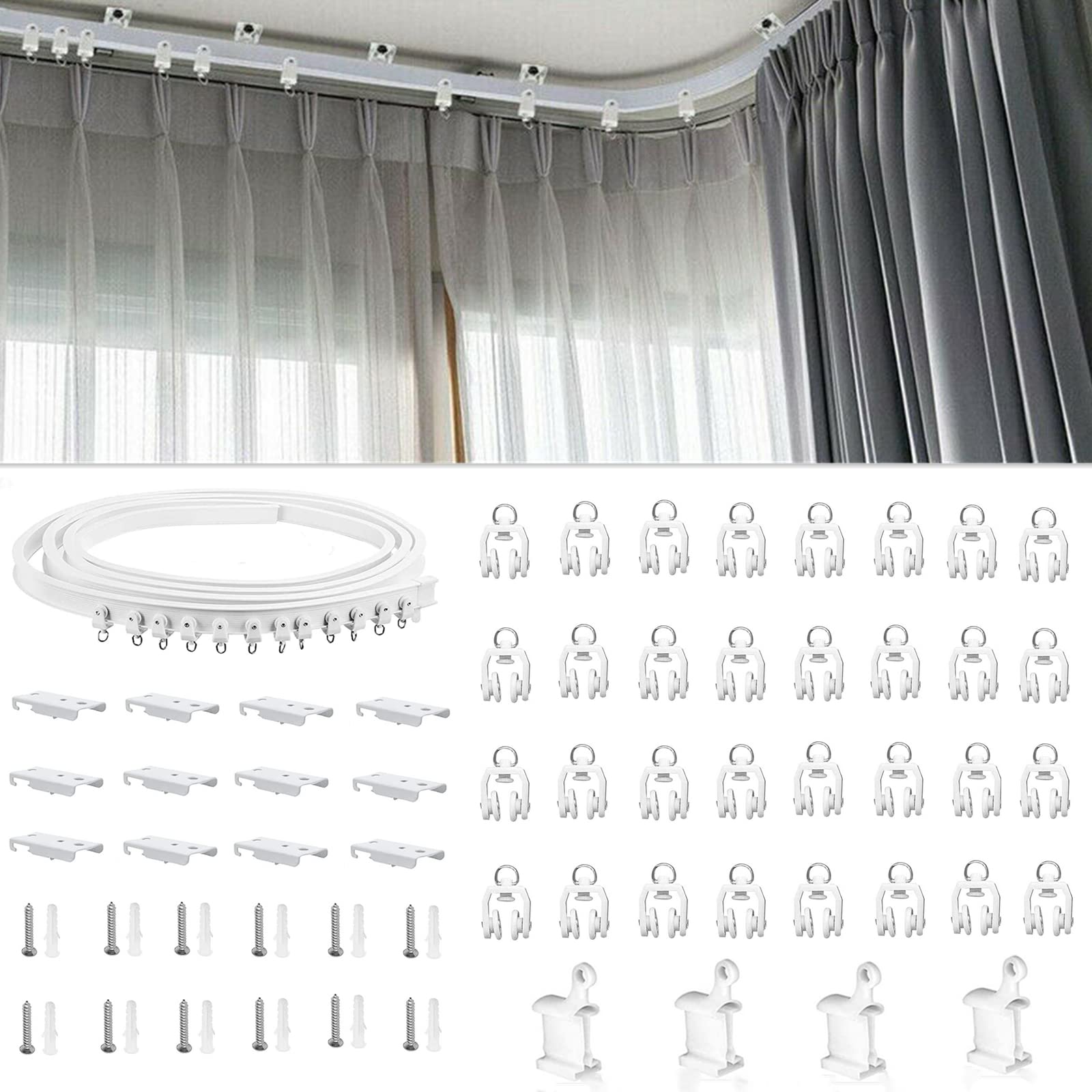 4m Flexible PVC Curtain Track – Ceiling or Wall Mount Rail