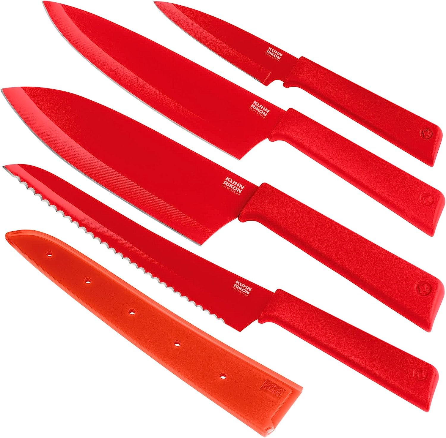 Kuhn Rikon Colori+ 4-Piece Kitchen Knife Set | Japanese Stainless Steel
