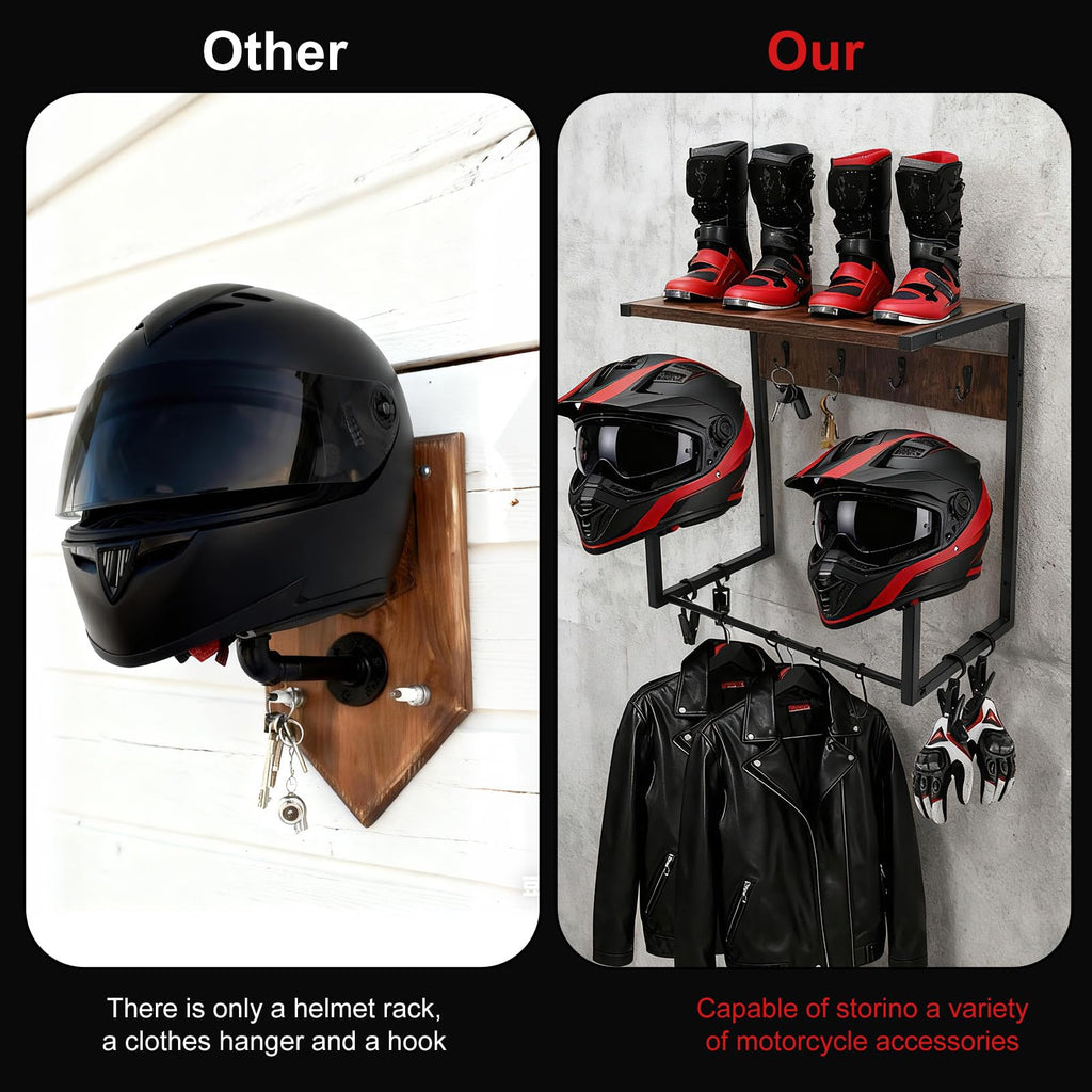 GHWMYD Motorcycle Helmet Holder Wall Mount for Moto Gear Storage Display - image 2