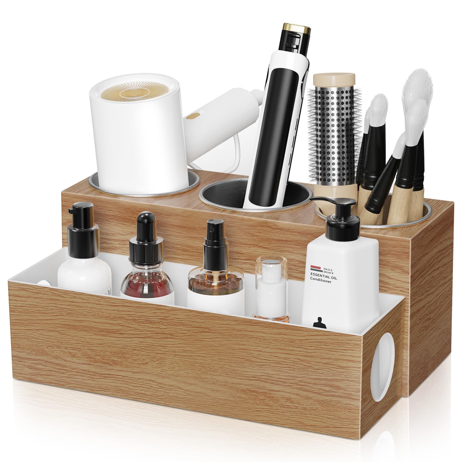 BYUNER Acrylic Hair Tools Organizer | 3-Cup Hair Dryer & Styling Stand
