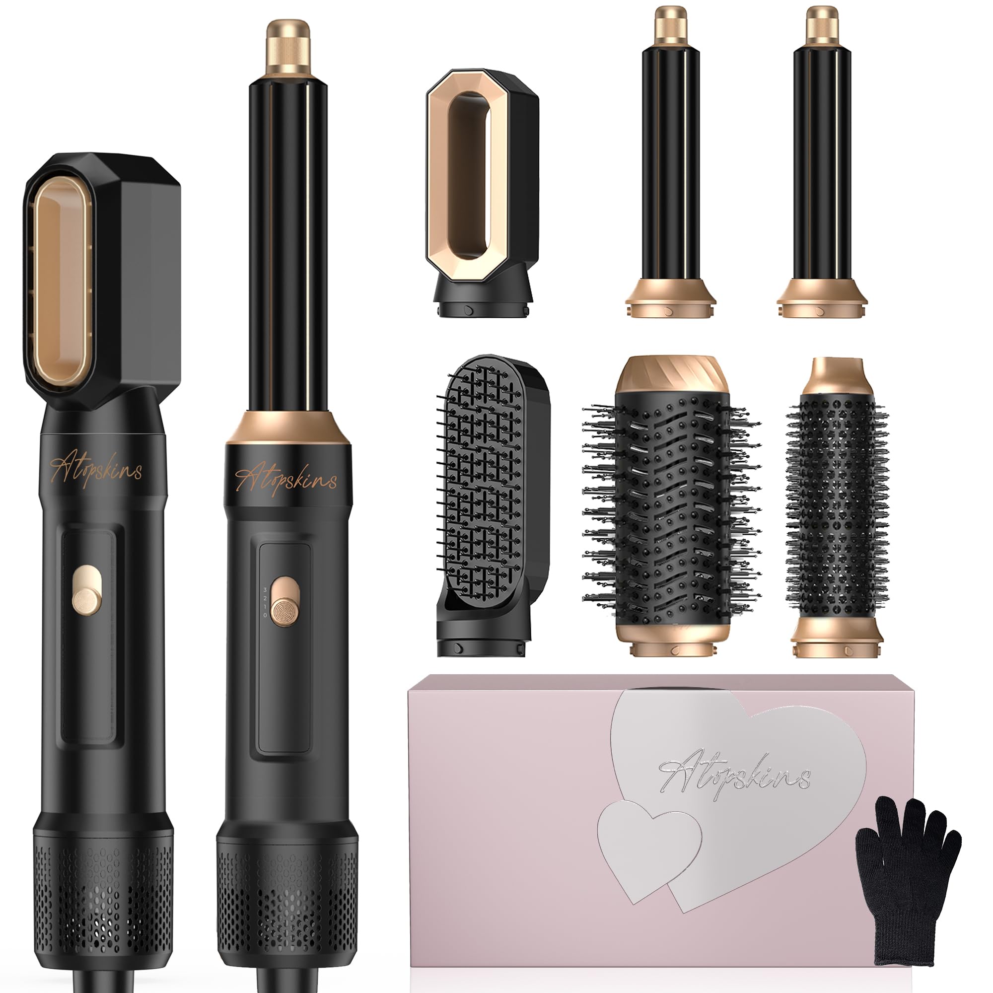 Atopskins 6-in-1 Air Styler | Ionic Hair Dryer Brush & Curling Wand Set