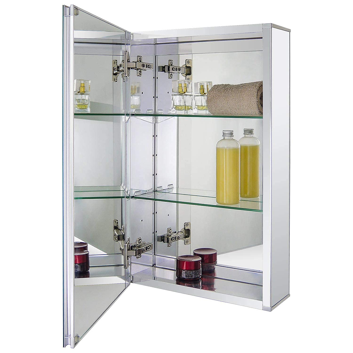 Fundin Aluminum Bathroom Mirror Cabinet | Recessed or Surface Mount