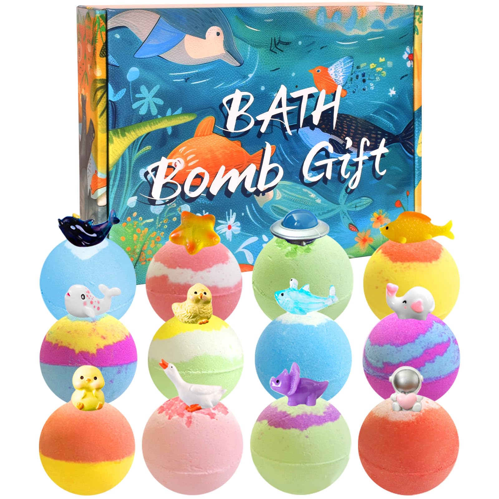 Kids Bath Bombs with Surprise Toys - 12Pcs Organic Gift Set