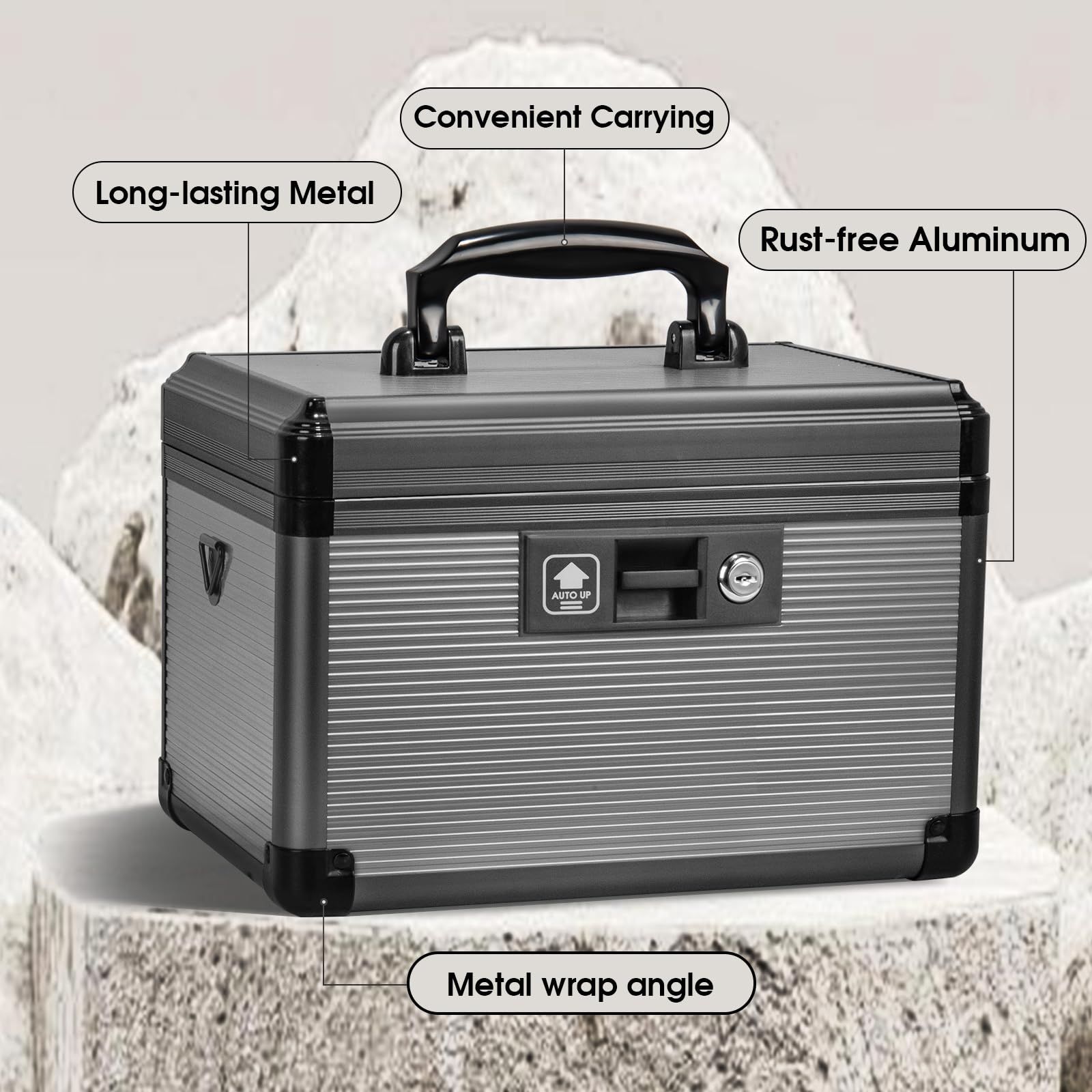 ZORVIDSON Medicine Lock Box with Key | Portable First Aid Storage (Black)