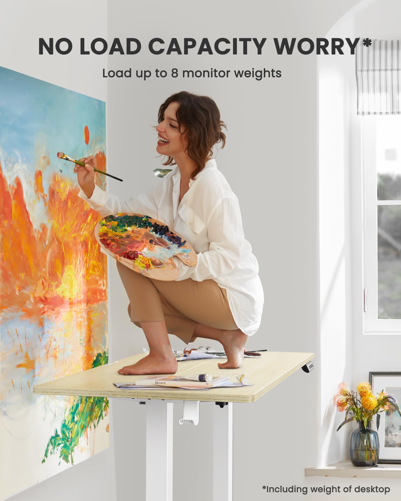 ErGear Electric Standing Desk – 120x60cm Height Adjustable Sit Stand Desk