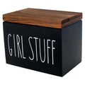 Wood Tampon Holder | 2-Compartment Pad Storage Box with Lid