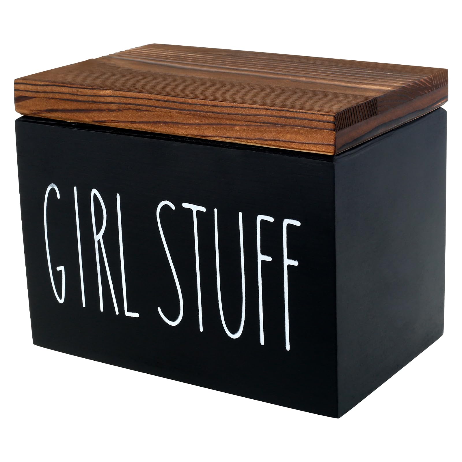Wood Tampon Holder | 2-Compartment Pad Storage Box with Lid
