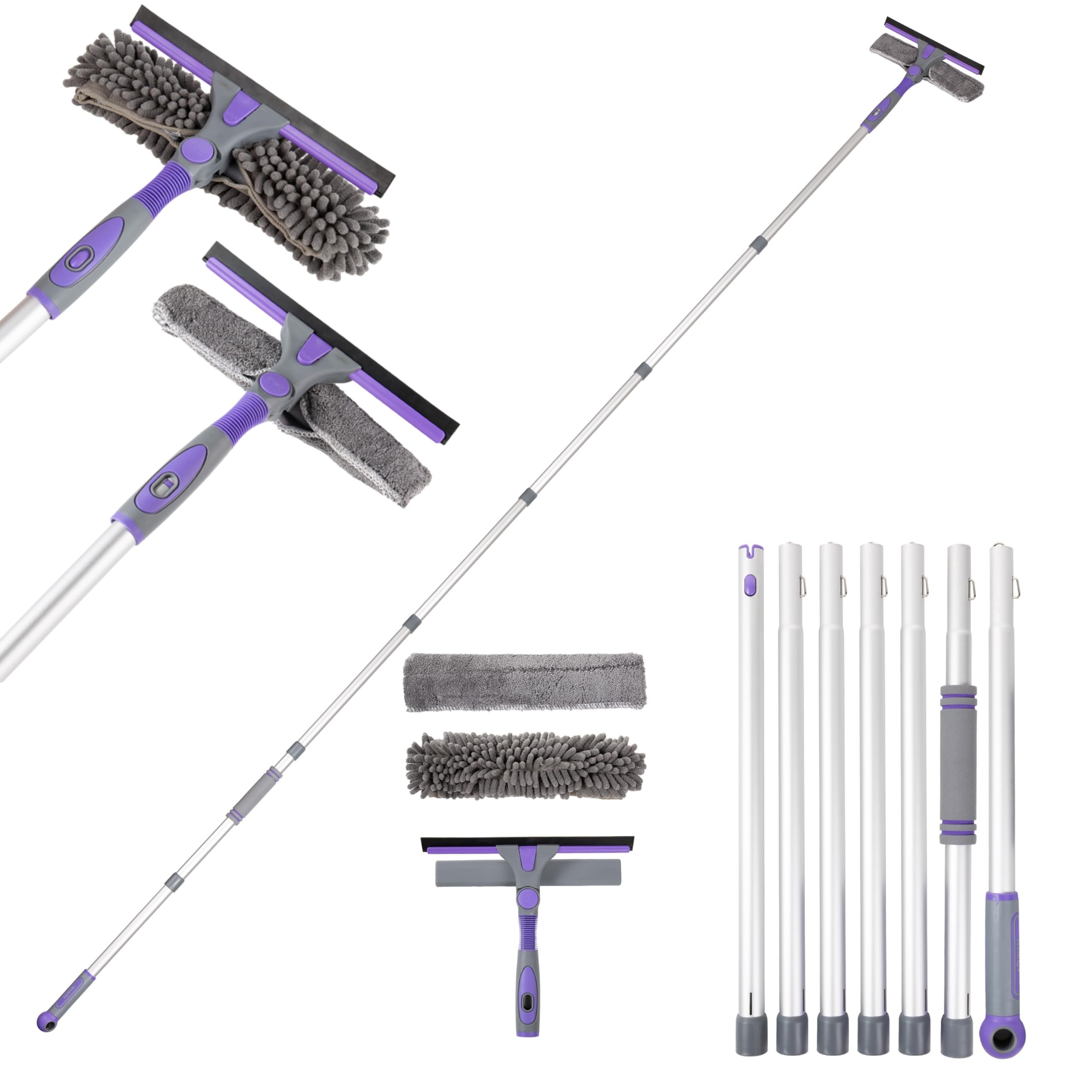 Ecobam Window Squeegee Kit | 105" Extendable Telescopic Glass Cleaner