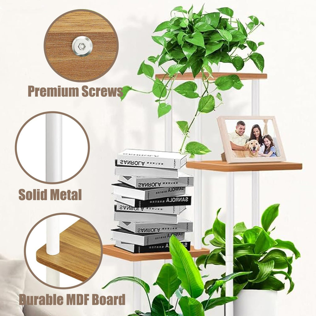 Jolof Store 5-Tier Wooden Plant Stand | Multi-Tier Flower Shelf with Wheels