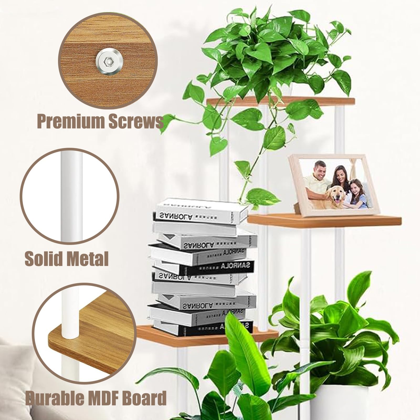 Jolof Store 5-Tier Wooden Plant Stand | Multi-Tier Flower Shelf with Wheels