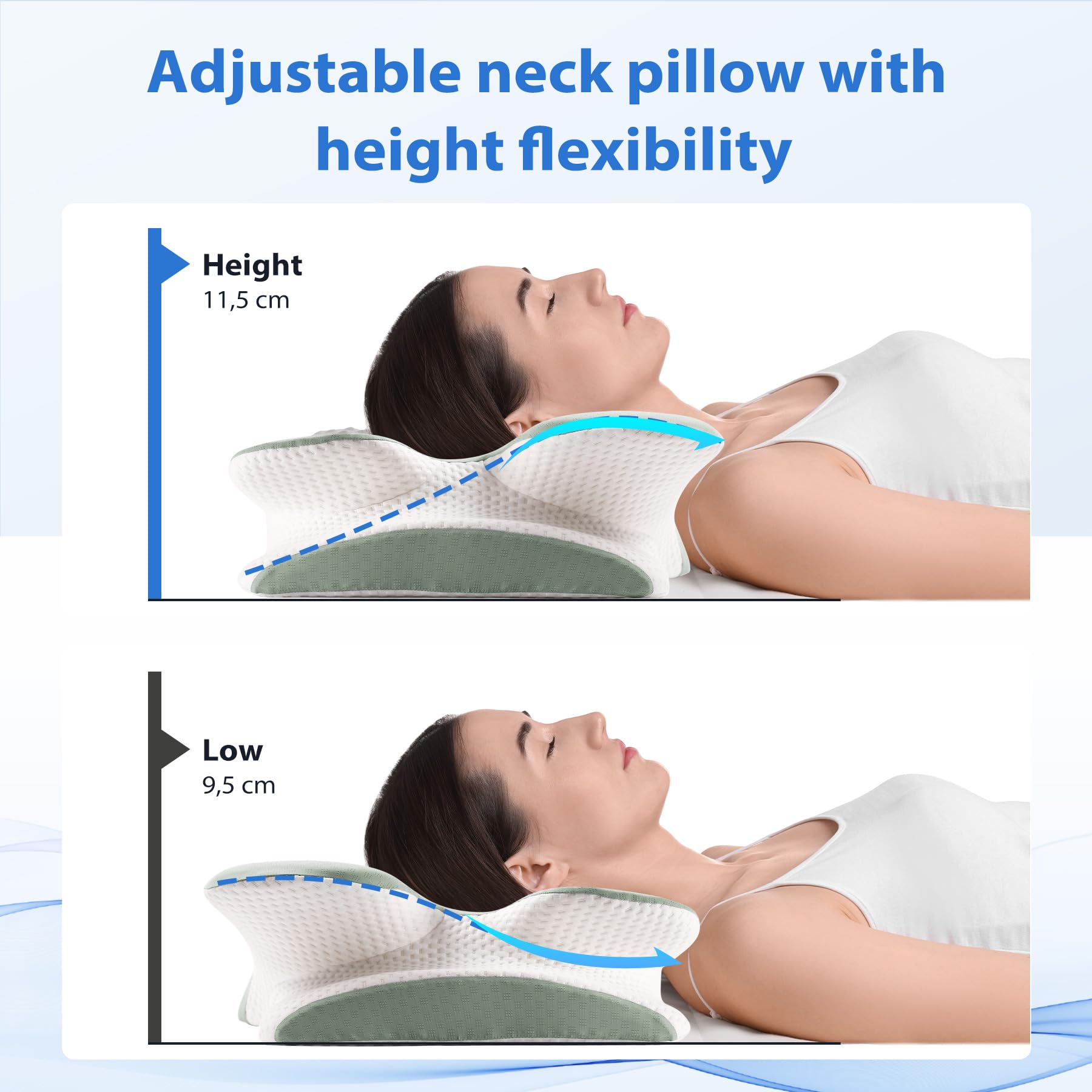 MULISOFT Memory Foam Cervical Pillow | Ergonomic Neck Support - Green