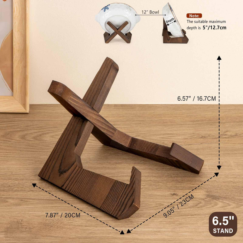 ANBOXIT Wooden Bowl Display Stands | 3-Pack 6.5 Inch Pine Plate Holders